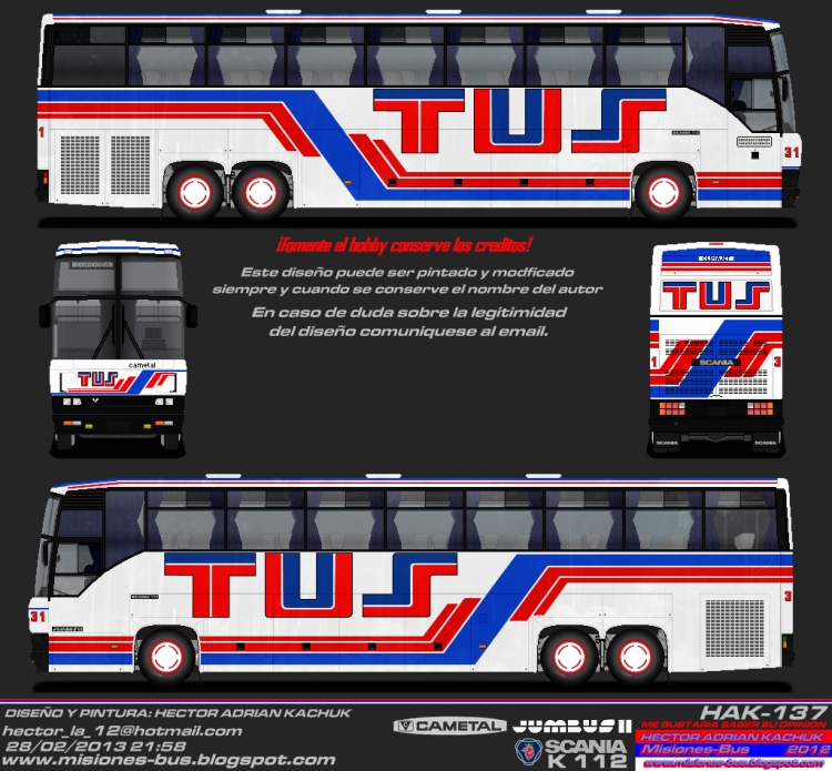  TUS 31
TUS 31 Cametal Jumbus II PA Scania K112
Palabras clave: TUS 31 Cametal Jumbus II PA Scania K112