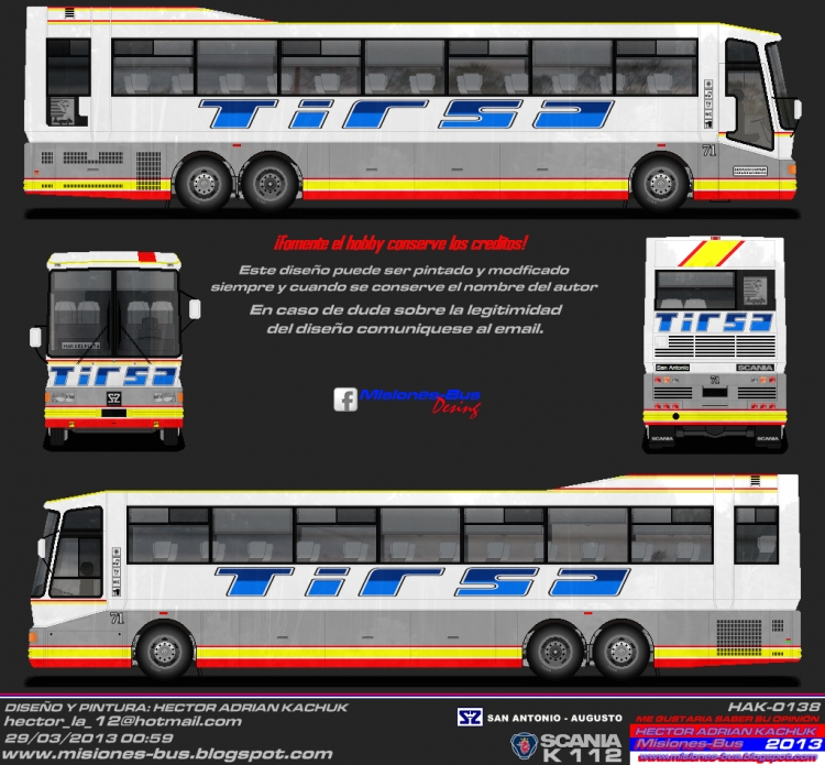 Scania K 112 - San Antonio - T.I.R.S.A. 71 - Dibujo
SAN ANTONIO AUGUSTO SCANIA K 112
