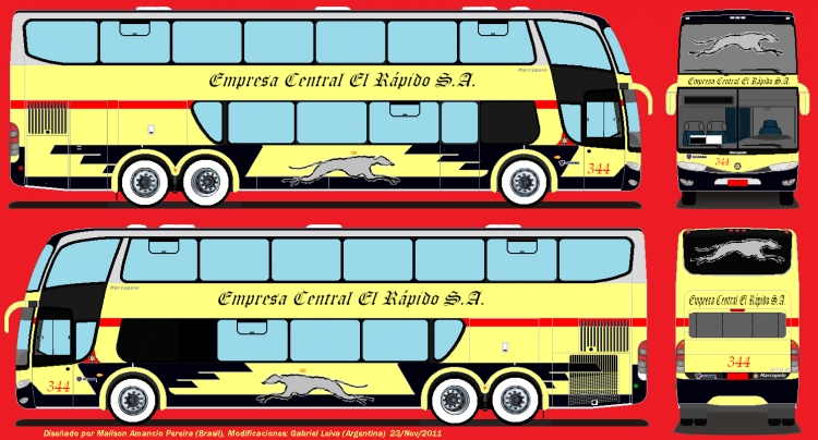 Marcopolo G6 (imaginario para Argentina) -Se Imaginan Algo Así?
MARCOPOLO PARADISO 1800DD G6 CON EL CORTE DE TATA-ECER.
DISEÑADO POR MAILSON AMANCIO PEREIRA Y MODIFICADO POR MI.
Palabras clave: TATA EMPRESA CENTRAL EL RAPIDO MARCOPOLO PARADISO DD 1800 G6 SCANIA