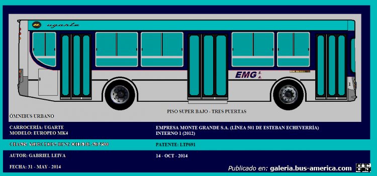 Mercedes-Benz OH 1618 L - Ugarte - E.M.G
LTP 691
Línea 501 - Interno 1
DIBUJO DE MI AUTORÍA
Palabras clave: UGARTE MERCEDES BENZ OH 1618 MONTE GRANDE LINEA 501