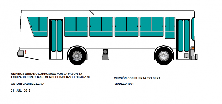 Mercedes-Benz OHL 1320  - La Favorita
VERSIÓN CON PUERTA TRASERA
DIBUJO DE MI AUTORÍA
Palabras clave: FAVORITA MERCEDES BENZ OHL 1320