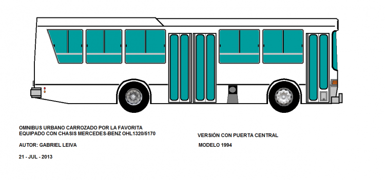 Mercedes-Benz OHL 1320 - La Favorita 
VERSIÓN CON PUERTA CENTRAL
DIBUJO DE MI AUTORÍA
Palabras clave: FAVORITA MERCEDES BENZ OHL 1320