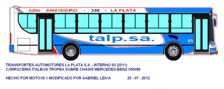Mercedes-Benz O-500 - Italbus - T.A.L.P.
INTERNO 93 (2011) - REEMPLAZÓ A UN SUDAMERICANAS VW PUERTA CENTRAL
Palabras clave: TALP T.A.L.P. ITALBUS TROPEA O500 MERCEDES BENZ 93 338 LA PLATA SAN ISIDRO