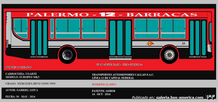 Mercedes-Benz O-500 U - Ugarte - T.A. Callao
GOI 938
Línea 12 - Interno 22
DIBUJO DE MI AUTORÍA
Palabras clave: UGARTE MERCEDES BENZ O500 CALLAO LINEA 12 EUROPEO