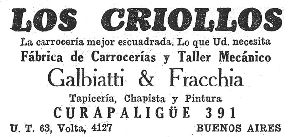 Carrocería Los Criollos - Publicidad

