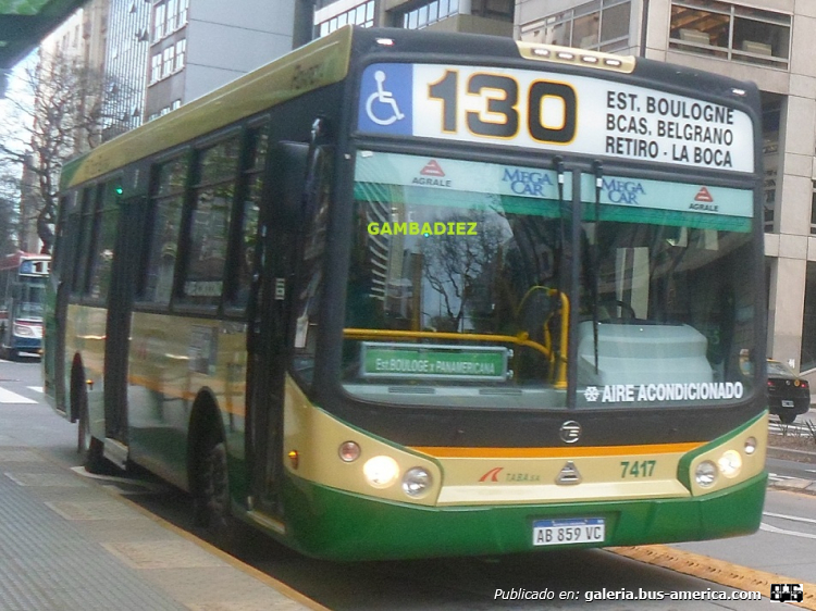 Agrale MT 15.0 LE - Todo Bus Pompeya III - T.A.B.A.
AB 859 VC

Línea 130 (Buenos Aires) - Interno 7417 [noviembre 2017 - agosto 2020]
(Unidad ya renovada)

Foto: "Truku" Gambadiez
Colección: Charly Souto
Palabras clave: T.A.B.A. - Interno 7417