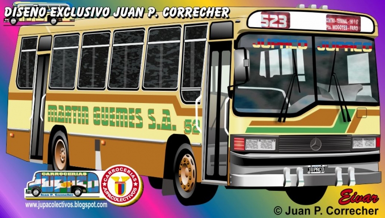 EMPRESA MARTIN GÜEMES - EIVAR OHL 1320
Dibujo realizado por Juan Pablo Correcher
mostrados en el sitio www.jupacolectivos.blogspot.com
Palabras clave: MARTIN GUEMES EIVAR