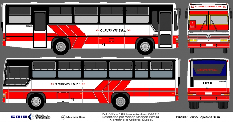 Mercedes-Benz OF 1315 - Caio Vitoria (en Paraguay) - Linea 12 , Curupayty S.R.L.
Diseño: Mailson Amancio Pereira
Pintura: Bruno Lopez
Palabras clave: MB