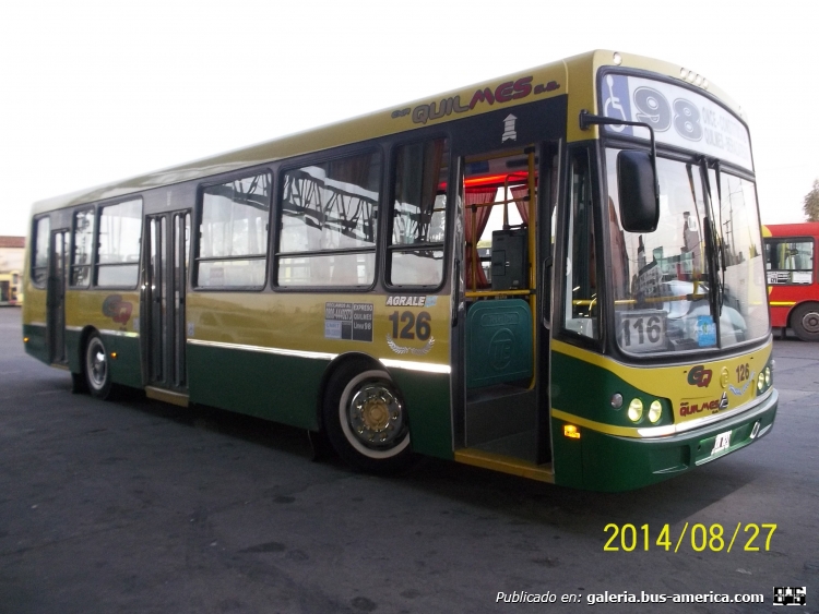 Agrale MT 15 - Todo Bus - Expreso Quilmes
LKM 821
Línea 98 (Ramal 116) - Interno 126
Agrale MT 15, TB Pompeya II

http://galeria.bus-america.com/displayimage.php?pid=34033
http://galeria.bus-america.com/displayimage.php?pid=37220
