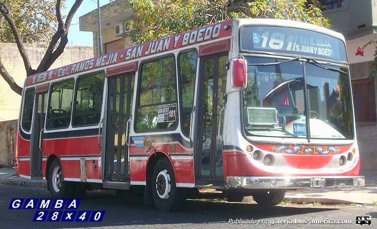 Mercedes-Benz OH 1115 L - Metalpar - Siglo XXI
FBG 602
Línea 181 - Interno 231
Uno que se fue, reemplazado recientemente por un OH 1618 ex Rosario Bus

Colección: Gamba 28x40
Palabras clave: Gamba / 181