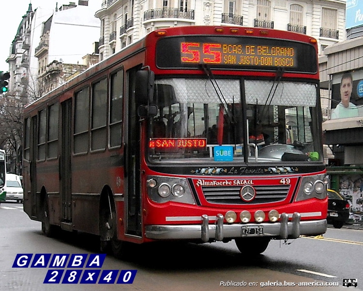 Mercedes-Benz OH 1618 L - La Favorita - Almafuerte
KZF 154 
Línea 55 - Interno 49

Colección: Gamba 28x40

http://galeria.bus-america.com/displayimage.php?pid=41897
Palabras clave: Gamba / 55