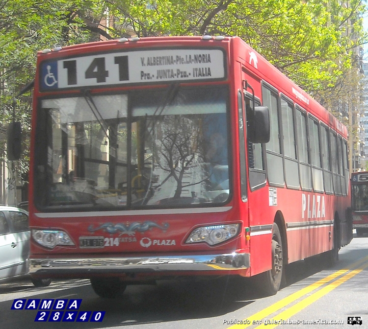 T.A.T.S.A. - Puma D 12 - Plaza
KIX 876
Línea 141 - Interno 214
Se van incorporando los coches que fueron de la desaparecida Ecotrans

Colección: Gamba 28x40
Palabras clave: Gamba / 141