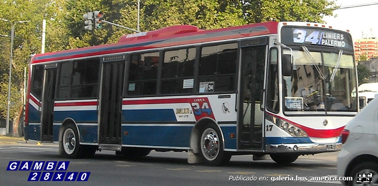 Mercedes-Benz OH 1618 L - Metalpar - Juan B. Justo
JSH 415
Línea 34 - Interno 17
De reciente ingreso y tengo entendido que éste coche tiene un a dilatada campaña, sería su quinta línea

Colección: Gamba 28x40

http://galeria.bus-america.com/displayimage.php?pid=40563
Palabras clave: Gamba / 34