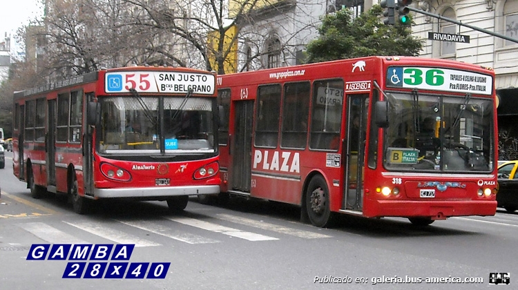 T.A.T.S.A. - Puma D 12 - Plaza
HCJ 717 [1°] & HHU 147 [2°]
Línea 36 - Interno 318 [1°] & Línea 55 - Interno 7
El débil OH 1315 no puede con el poderoso T.A.T.S.A.

Colección: Gamba 28x40
Palabras clave: Gamba / 36