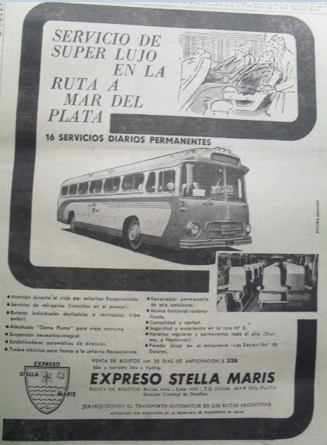 Expreso Stella Maris
Publicidad de una de las primeras lineas de larga
distancia en ofrecer un servicio diferencial
Colección J Arcuri - A A Deluca
Palabras clave: Gamba / Stella