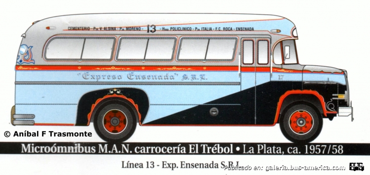 M.A.N. - El Trébol - Expreso Ensenada
Línea 13 - Interno 17

Dibujo: Aníbal F Trasmonte
