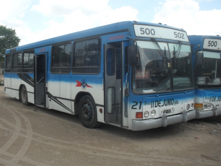 Mercedes-Benz OH 1621 L - Marcopolo - Transportes 11 de Junio
CNO 404
Líneas 500-502 - Interno 21
Marcopolo OH 1621 de la linea 500/502, operada desde hace unos años por el "pulpito" lujanero, la "11 de Junio", que de las 4 lineas locales de Luján, opera 3: 500/501/502. 
Palabras clave: Empresa 11 de Junio LUJAN