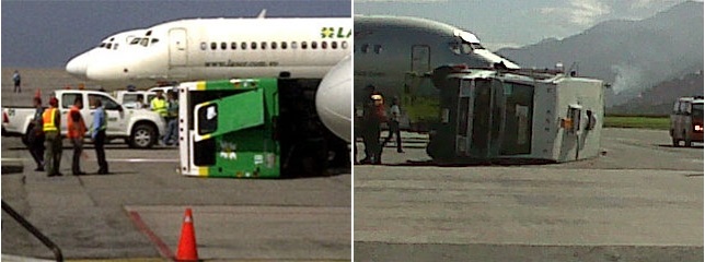 Iveco Turbo Daily 59-12 - Centrobuss Mini-Buss24 - Laser Airlines 18
Tomadas de internet. Vista del accidente que protagonizó en las plataformas del Aeropuerto Internacional Simón Bolívar. Actualmente fue reparado y volvió al servicio

http://galeria.bus-america.com/displayimage.php?pos=-22943

(Venezuela)
Palabras clave: Iveco Centrobuss