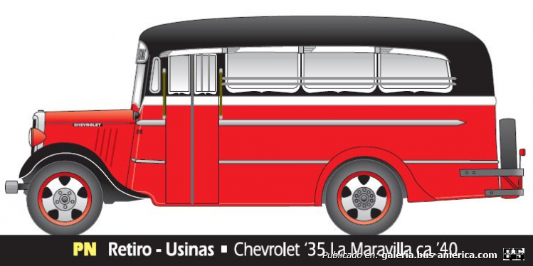 Linea NF Puerto Nuevo Chevrolet 1935 Carrocería La Maravilla Interno 25 Dibujo de Aníbal Trasmonte
