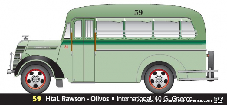 Linea 59 Internacional 1940 Carrocería Gnecco Dibujo de Aníbal Trasmonte
