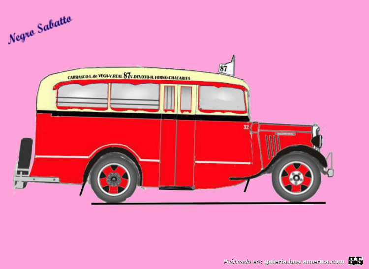 15 Lin.87 Chevrolet 1934 C.Gonella Puletti DIBUJO interno
Linea 27 Ex 87 de Chacarita a Rivadavia y Carrasco, con 30 coches, Inaugurada en noviembre de 1930, Habilitada el 29 de octubre de 1934, Incautada por la CTCBA el 26 de enero de 1943, no Restablecida.-
