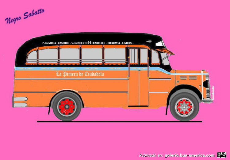 Bedford OB - La Primera de Ciudadela
Línea 14 (Pdo.Gral.San Martín)

Ilustración basada en fotografía de autor indeterminado, colección de [url=http://busarg.com.ar/fotogaleria/displayimage.php?pos=-10659]Mariano Tomasenia[/url], postesado en BusArg
