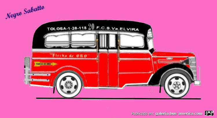 Chevrolet 1938 - El Trébol - Flecha de Oro
Línea 20 (Pdo. La Plata), interno 11

Siguiendo con mi relato en la Ciudad de La Plata en el año 1942 comence el primer grado de la escuella primaria, cuando  mi padre no estaba de viaje me llevaba el a la ecuela Nº 15 Jose Manuel Estrada  que estaba en la calle 4 entre 63 y 64  y cuando esto no ocurria yo caminaba de casa cinco cuadras y tomaba el colectivo Nº 20 la Flecha de Oro que en esos tiempos tenia el techo negro al igual que la linea 18 y no era verde como cambio no se en que momento, asi de esta manera viajando en ella la conoci esto lo hice durante dos anos y mis padres me cambiaron a la escuela Nº5 que estaba a unas ocho cudras de casa frente a la plaza Alsina y en esta escuela complete mi ciclo en la primaria.  
