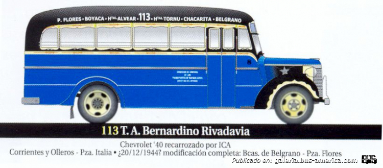  Linea113 Emp. Bernardino Rivadavia Chevrolet 1940 Carrocería ICA Interno 8 Dibujo de Aníbal Trasmonte
