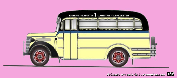 Chevrolet 1938 - La Favorita - Gral.Belgrano
Linea 1 (Pdo. Gral. San Martín), interno 1

Basado en fotografía de: [url=http://busarg.com.ar/fotogaleria/displayimage.php?pos=-7071]familia Avalle[/url] , posteada en busarg
