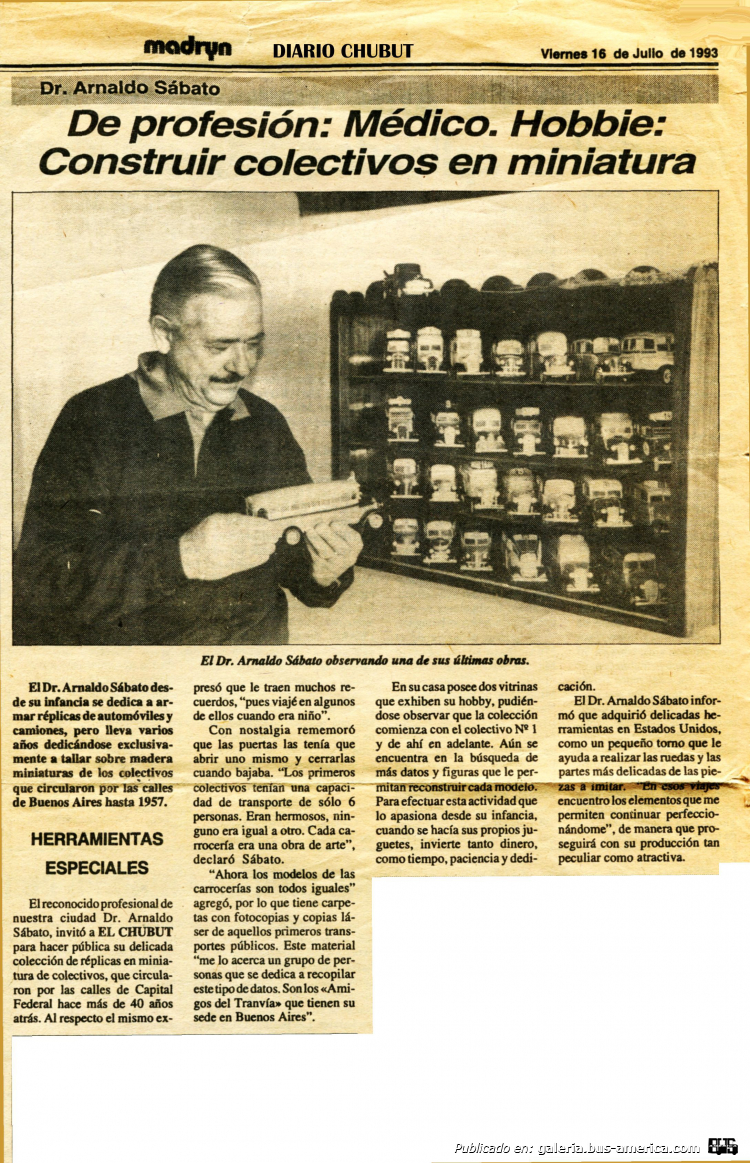 Reportaje diario Chubut el 18 de julio de 1993
