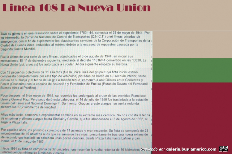  Linea 108 La Nueva Unión HISTORIA
