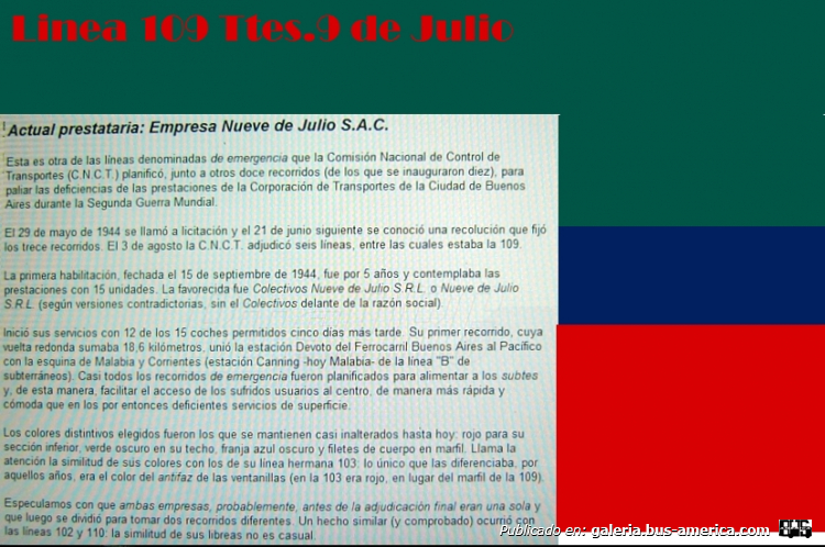  Linea109 9 de Julio HISTORIA
