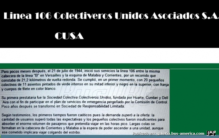 .1  Linea 106 CUSA Colectivero Unidos  Historia
