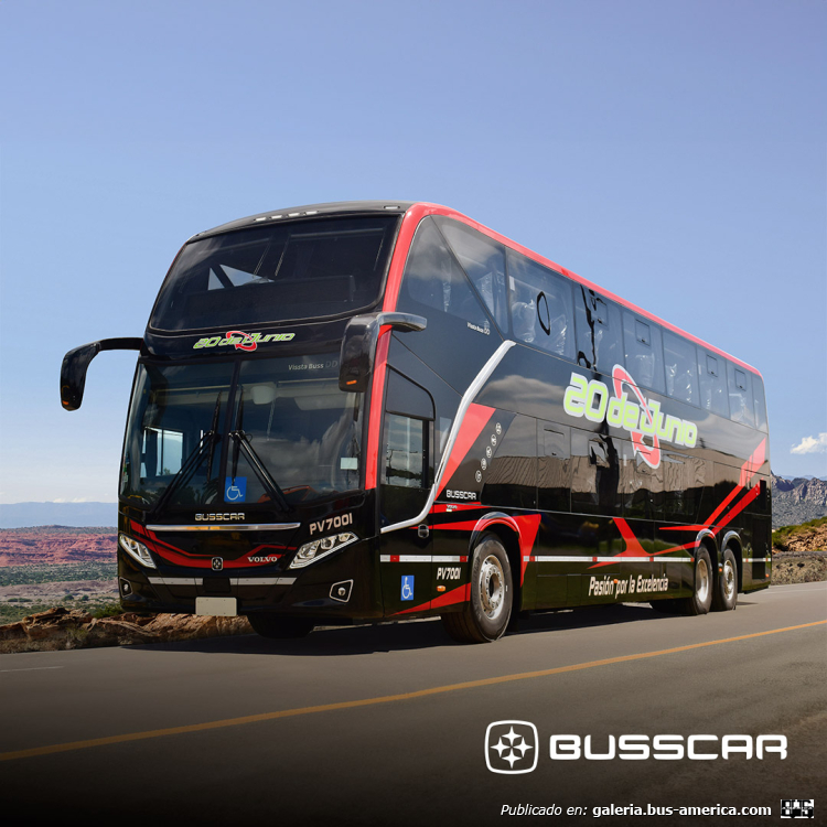 Volvo B 450 R - Busscar Vissta Buss DD (para Argentina) - 20 de Junio
[url=https://bus-america.com/galeria/displayimage.php?pid=67292]https://bus-america.com/galeria/displayimage.php?pid=67292[/url]
[url=https://bus-america.com/galeria/displayimage.php?pid=67294]https://bus-america.com/galeria/displayimage.php?pid=67294[/url]
[url=https://bus-america.com/galeria/displayimage.php?pid=67295]https://bus-america.com/galeria/displayimage.php?pid=67295[/url]
[url=https://bus-america.com/galeria/displayimage.php?pid=67296]https://bus-america.com/galeria/displayimage.php?pid=67296[/url]

20 de Junio, interno PV7001

Fotógrafo: ¿Alerta D Zero KM?
Fotografía y edición: Busscar
Extraído de: [url=https://www.facebook.com/photo?fbid=980729937420185&set=pcb.980730044086841]Busscar, en facebook[/url]
