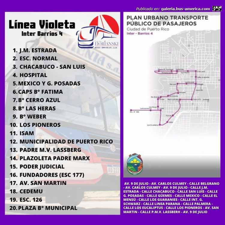 Kenia
Línea Violeta (Puerto Rico)

Plano & recorrido

Iconografía: Kenia S.A. (grupo Horianski)
Extraído de: periodismomisionero.com.ar
