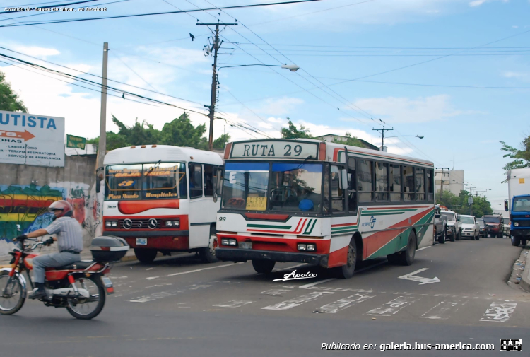 Mercedes-Benz OF - Bus Tango (ensamblado en El Salvador) - Acopatt
Ruta 29 (San Salvador), interno 99

Fotografía: Apolo
Extraído de: [url=https://www.facebook.com/photo.php?fbid=1065436095609332&set=pb.100064288551019.-2207520000&type=3-]Buses de Sivar , en facebook[/url]
