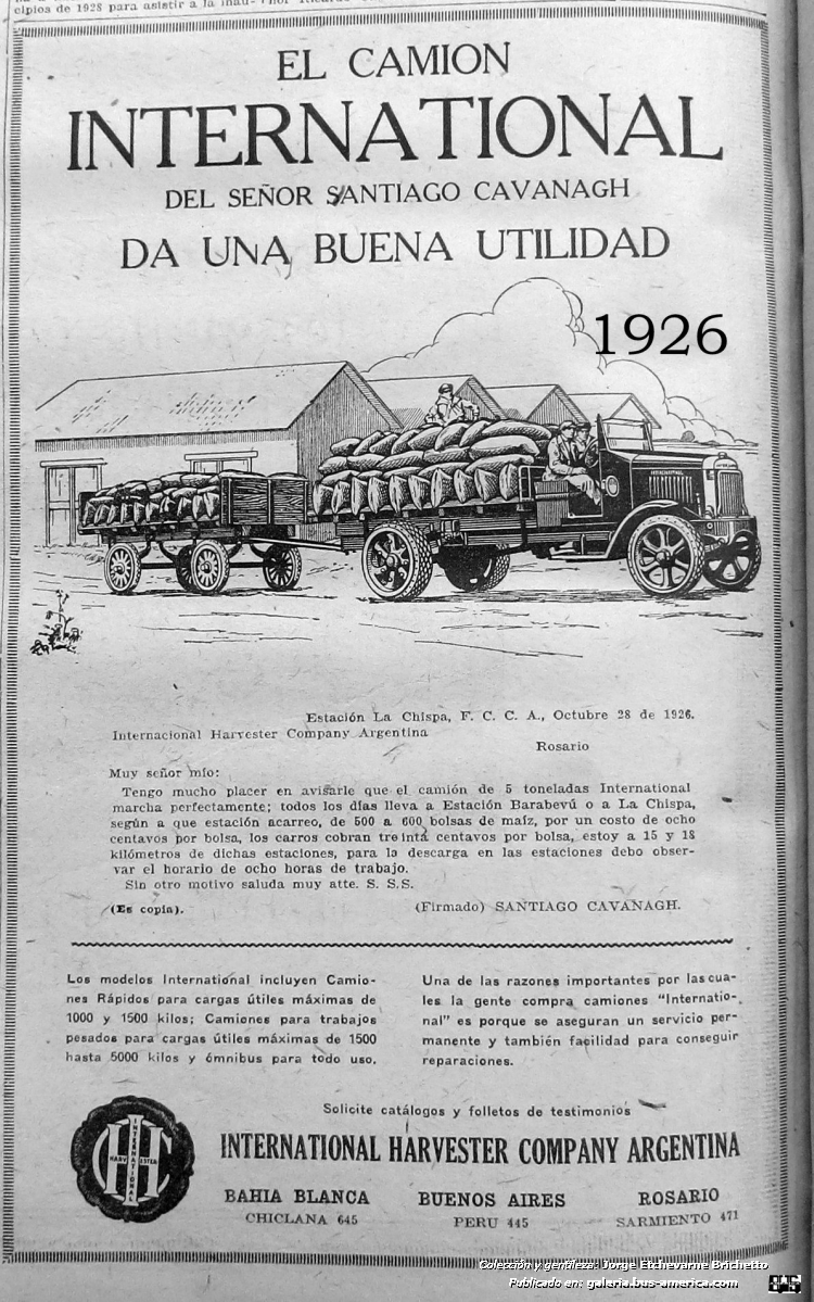 International Harvester 1926 (en Argentina)
Extraído de publicación
Colección y gentileza: Jorge Etchevarne

