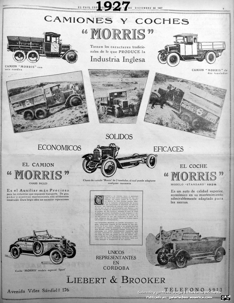 Morris 1927 (en Argentina)
Extraído de publicación: El país (de Córdoba), diciembre 1927
Colección y gentileza: Jorge Etchevarne
