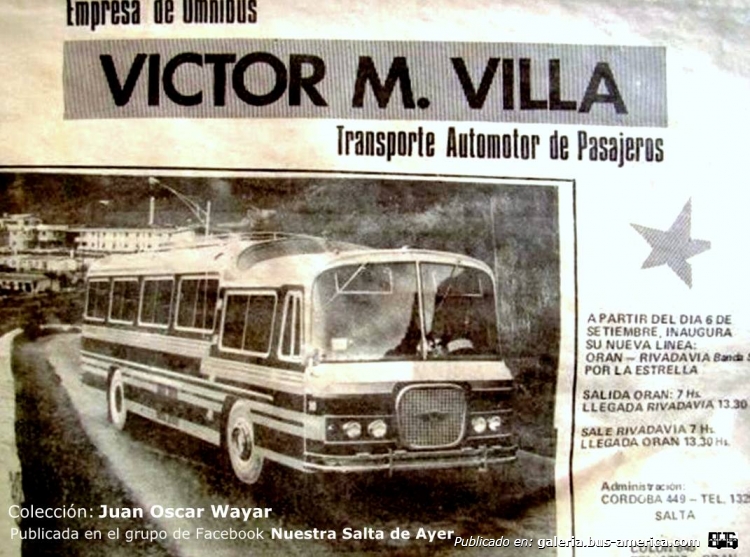 ACLO - Güemes - Víctor M Villa
Línea Orán-Rivadavia

Publicidad colección: Juan Oscar Wayar
Publicada en el grupo de Facebook "Nuestra Salta de Ayer"
