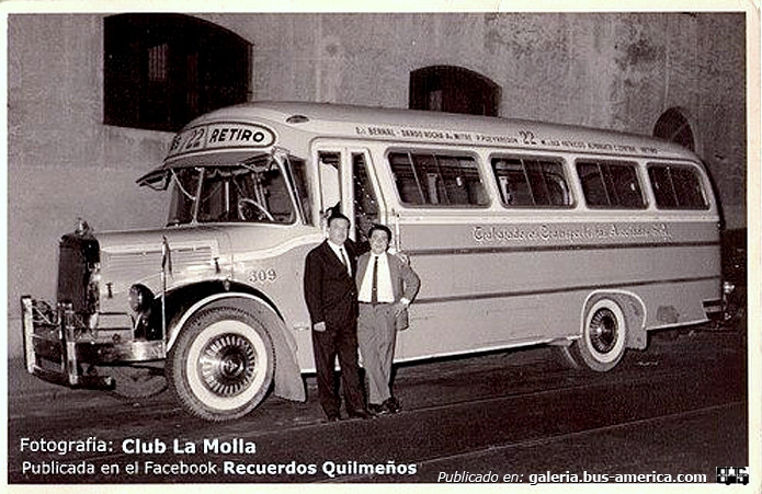 Mercedes-Benz L 312 - El Detalle - T.T.A.
Línea 22 - Interno 309

Fotografía: Club La Molla
Publicada en el grupo de Facebook "Recuerdos Quilmeños"
