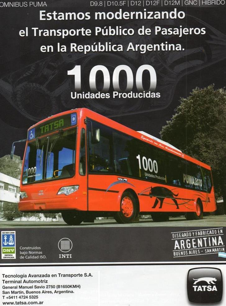 TATSA
Publicidad aparecida en la revista Transporte Mundial, por las 1000 unidades producidas.
Palabras clave: TATSA Puma