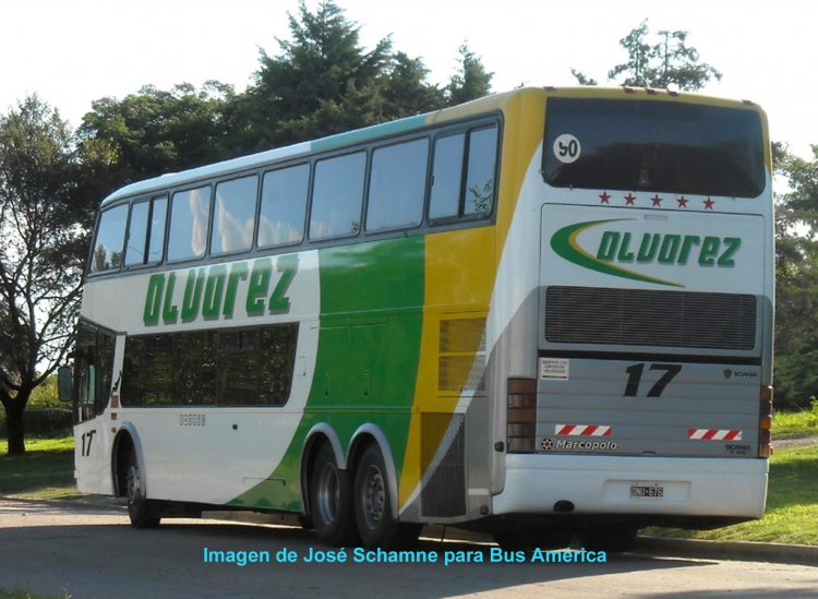 Scania - Marcopolo (en Argentina) - Alvarez - 17
Ómnibus en la localidad de Hernandarias, Entre Ríos.          
