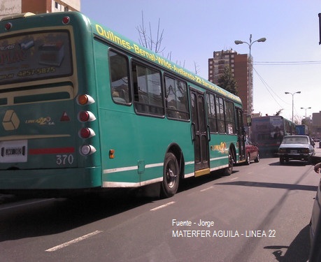 Materfer Águila - Línea 22
JWV 382
Línea 22 - Interno 370
Avda Mitre - Wilde.

http://galeria.bus-america.com/displayimage.php?pos=-26112
Palabras clave: Materfer 