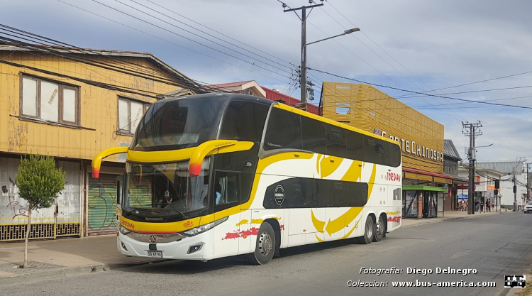 Scania K 400 - Marcopolo New G7 Paradiso 1800 DD (en Chile) - Jordan , Los Pellines
SG XR 96

Fotografía y gentileza: Diego Delnegro
