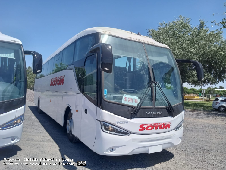 Volvo B - Saldivia A365/1200 - Sotur
FAT-2411 (patente provisoria)
[url=https://bus-america.com/galeria/displayimage.php?pid=66043]https://bus-america.com/galeria/displayimage.php?pid=66043[/url]

Sotur (Prov.San Juan)

Fotografía y gentileza: Christian "Glaychris" Louys
