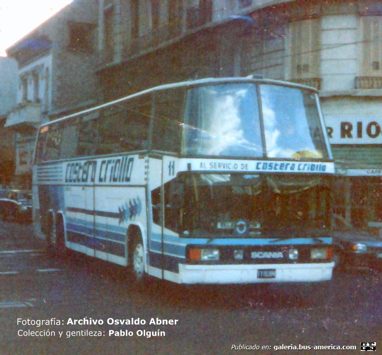 Scania K 112 - Troyano - Costera Criolla
T 110396
Interno 11
Probable alquiler a M.T.L. 

Fotografía: Osvaldo Abner
Colección y gentileza: Pablo Olguín
