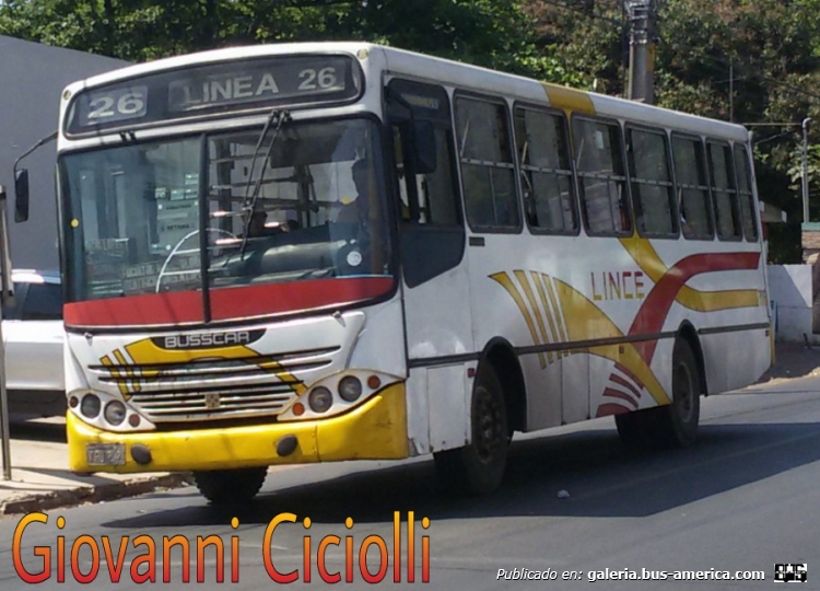 Mercedes-Benz OF 1318 - Busscar Urbanuss (en Paraguay) - Lince , Linea 26 , Interno 306
APJ 202
http://galeria.bus-america.com/displayimage.php?pid=37604

Ñemby Acceso Sur

