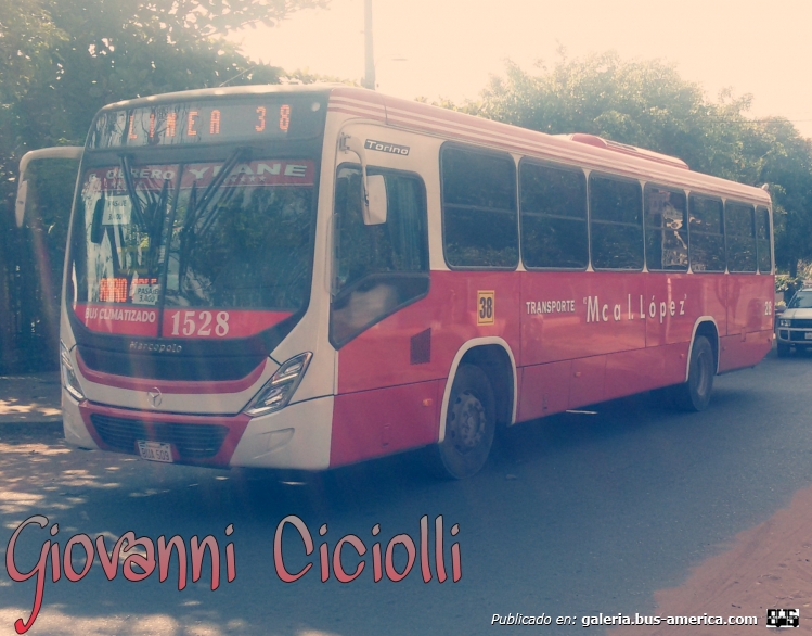 Mercedes-Benz OF 1722 - Marcopolo New Torino (en Paraguay) - Mcal. López , Linea 38 , Interno 28
BUA 509
http://galeria.bus-america.com/displayimage.php?pid=38012

Bus año 2015 con servicio Climatizado
