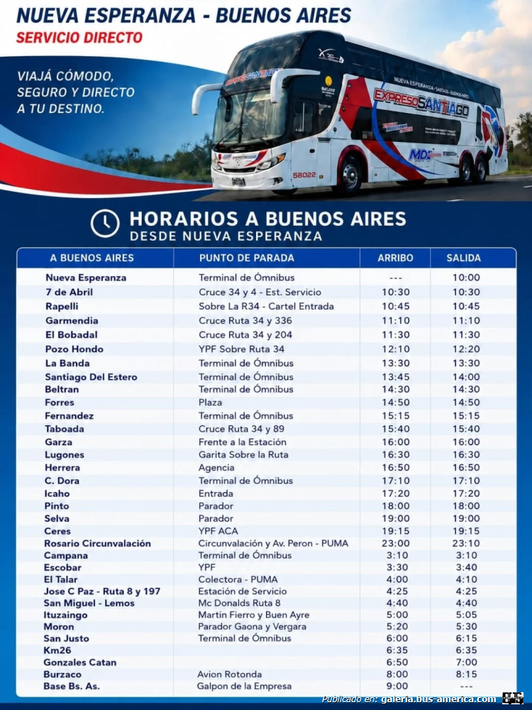 Exp.Santiago
Exp.Santiago

Horarios: Expreso Santiago
Extraída de: Expreso Santiago, en facebook
