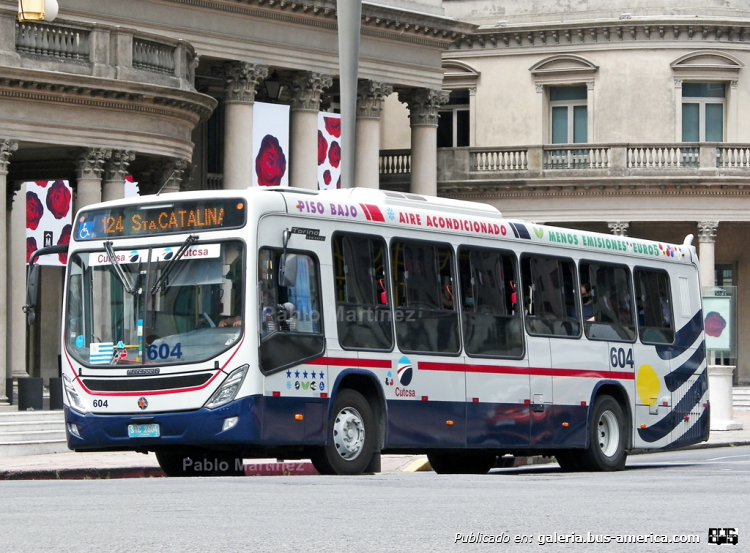 Mercedes-Benz OH 1721 L SB - Marcopolo Torino Low Entry (en Uruguay) - CUTCSA
STC-2604
[url=https://bus-america.com/galeria/displayimage.php?pid=50513]https://bus-america.com/galeria/displayimage.php?pid=50513[/url]

Coche interno 604 de la empresa Cutcsa, circulando por la línea 124 (agrupada dentro de la línea D). Con la adquisición de éstas últimas unidades y también con las próximas Audace para las líneas inter/diferenciales, se adoptó la bandera uruguaya estilizada en los laterales de los coches. Patente STC-2604

Foto: Pablo Martínez
Palabras clave: Marcopolo / Torino / Low / Entry